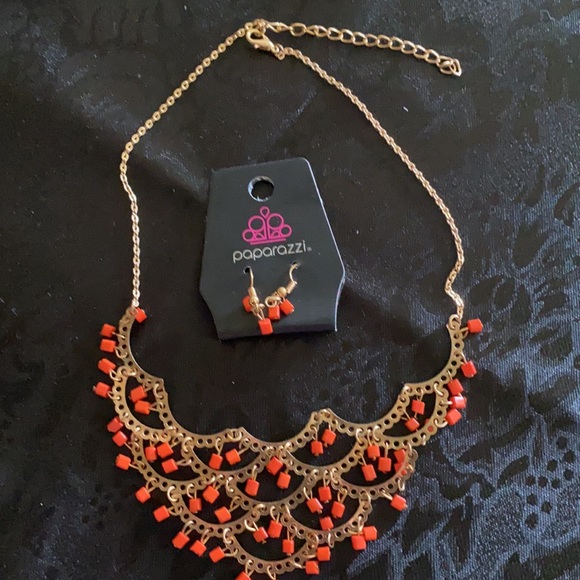 3/$15 New Paparazzi Orange Necklace and Earrings